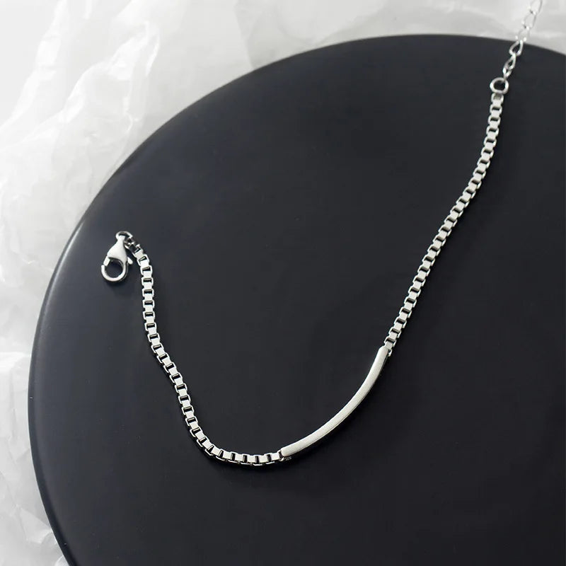 Silver Color Bracelet INS Fashion Couples Accessories Simple Charm Splicing Chain Glossy Geometric Party Jewelry