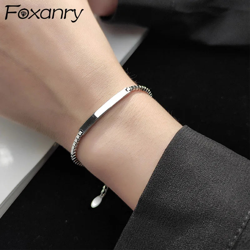 Silver Color Bracelet INS Fashion Couples Accessories Simple Charm Splicing Chain Glossy Geometric Party Jewelry