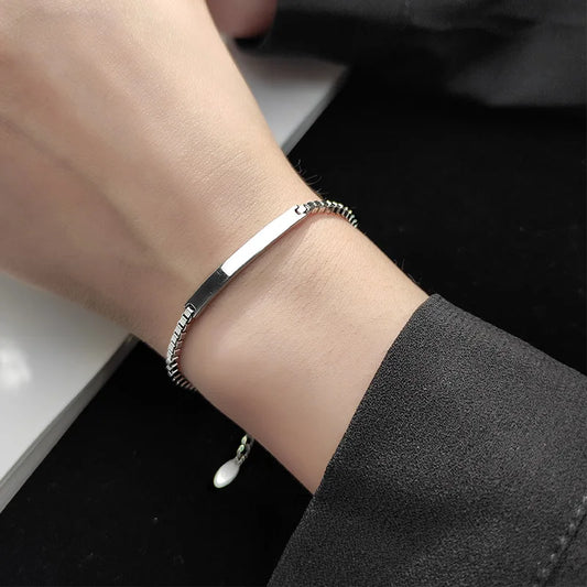 Silver Color Bracelet INS Fashion Couples Accessories Simple Charm Splicing Chain Glossy Geometric Party Jewelry