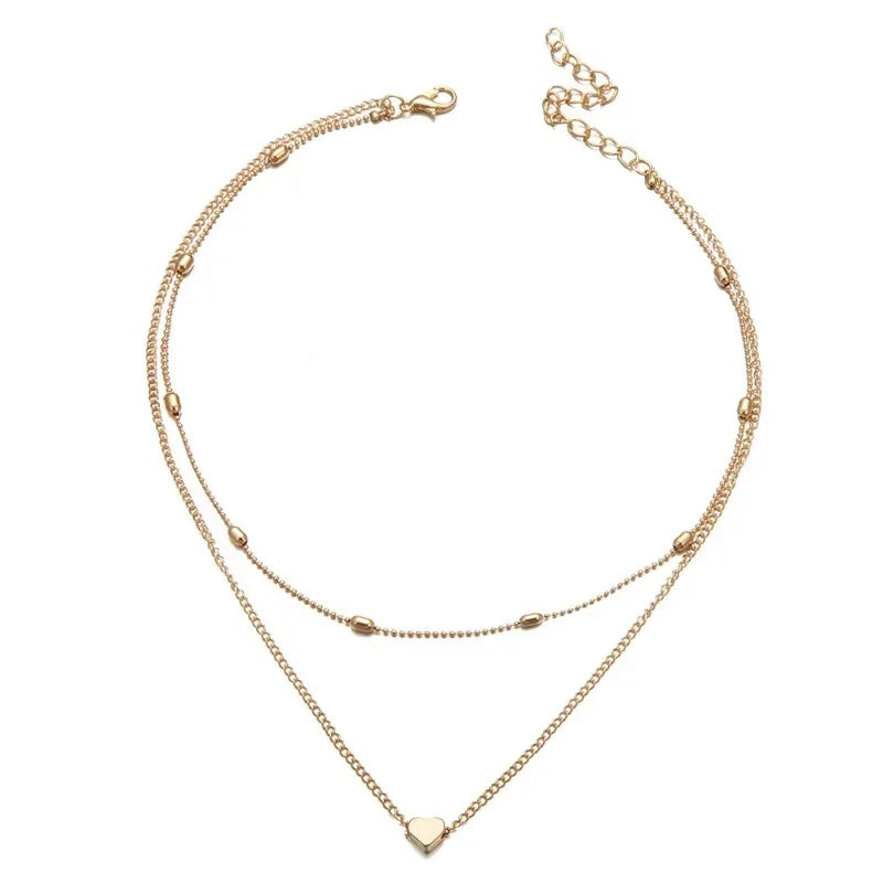 New Minimalist Clavicle Necklaces for Women Heart Love Pendants Neck Chain Fashion Jewelry Beach Summer Collares Necklace