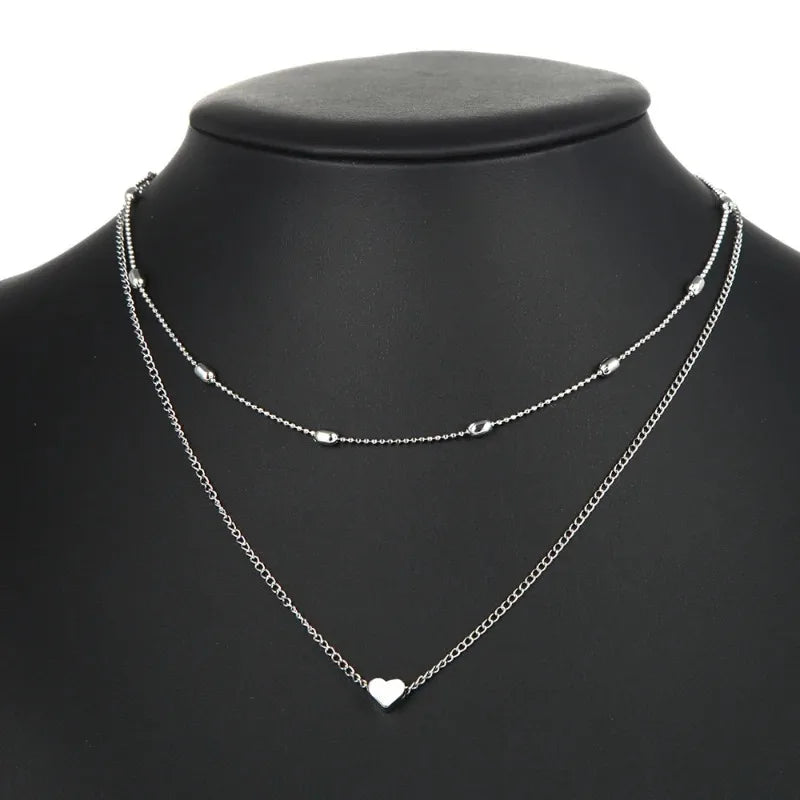 New Minimalist Clavicle Necklaces for Women Heart Love Pendants Neck Chain Fashion Jewelry Beach Summer Collares Necklace