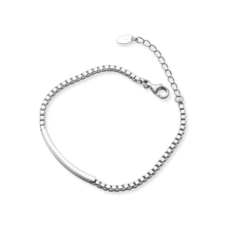 Silver Color Bracelet INS Fashion Couples Accessories Simple Charm Splicing Chain Glossy Geometric Party Jewelry