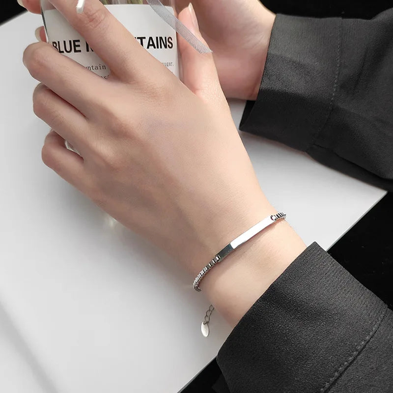 Silver Color Bracelet INS Fashion Couples Accessories Simple Charm Splicing Chain Glossy Geometric Party Jewelry