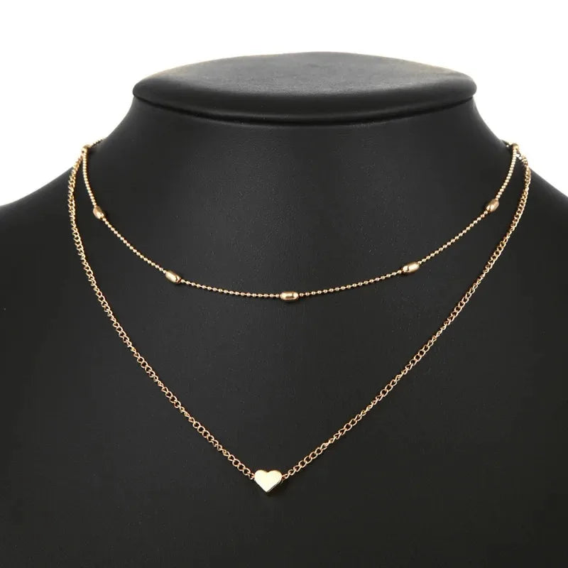 New Minimalist Clavicle Necklaces for Women Heart Love Pendants Neck Chain Fashion Jewelry Beach Summer Collares Necklace