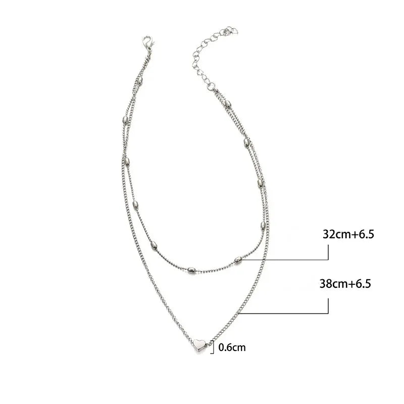 New Minimalist Clavicle Necklaces for Women Heart Love Pendants Neck Chain Fashion Jewelry Beach Summer Collares Necklace