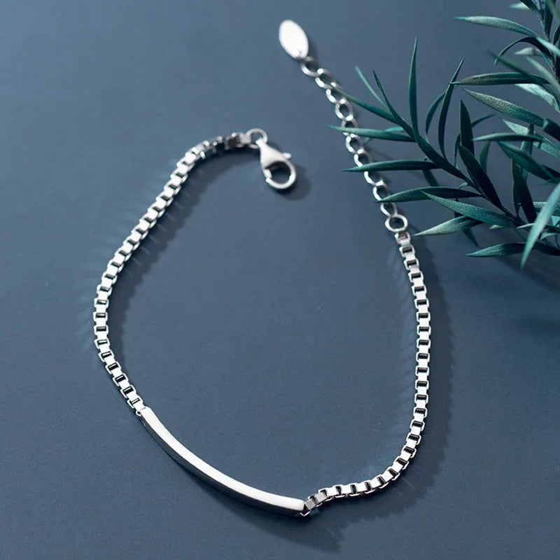 Silver Color Bracelet INS Fashion Couples Accessories Simple Charm Splicing Chain Glossy Geometric Party Jewelry