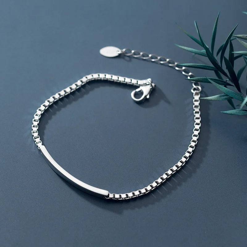 Silver Color Bracelet INS Fashion Couples Accessories Simple Charm Splicing Chain Glossy Geometric Party Jewelry