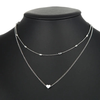 New Minimalist Clavicle Necklaces for Women Heart Love Pendants Neck Chain Fashion Jewelry Beach Summer Collares Necklace