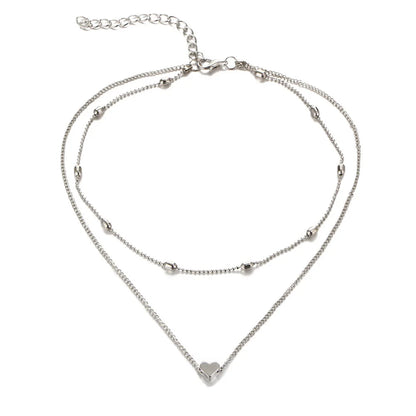 New Minimalist Clavicle Necklaces for Women Heart Love Pendants Neck Chain Fashion Jewelry Beach Summer Collares Necklace