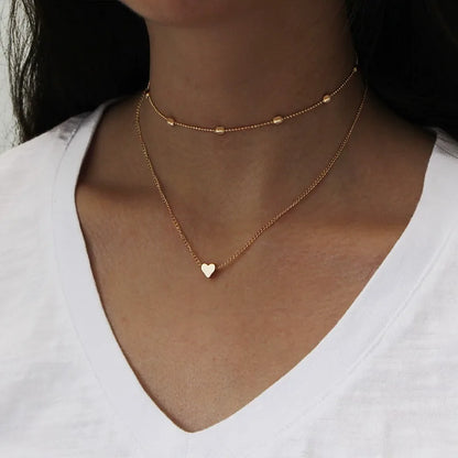 New Minimalist Clavicle Necklaces for Women Heart Love Pendants Neck Chain Fashion Jewelry Beach Summer Collares Necklace
